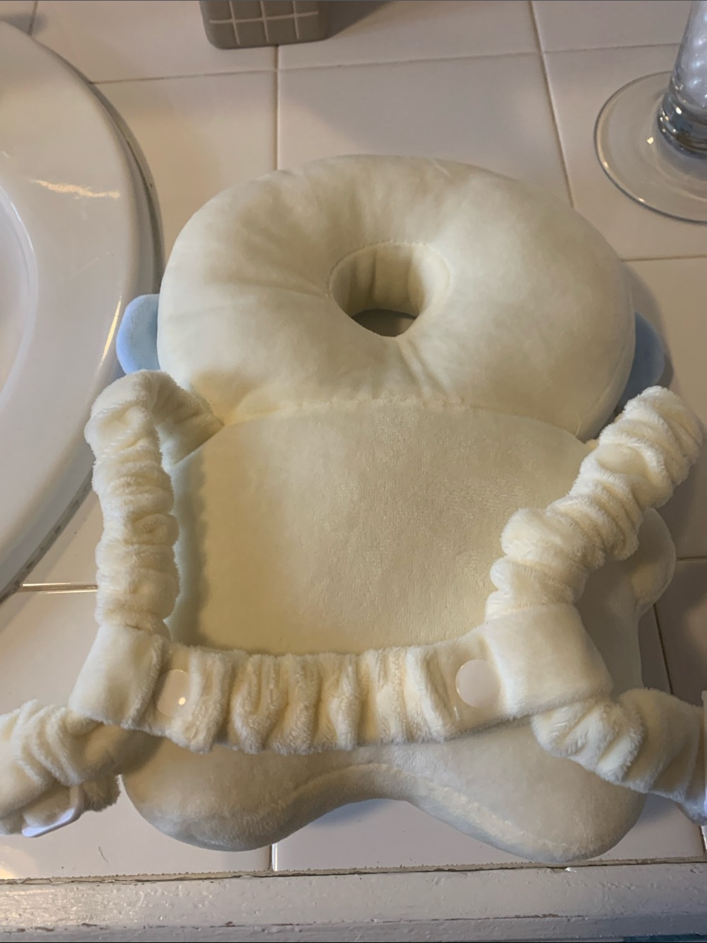 Space-Themed Infant Head Support Pillow - Cream & Light Blue - Picture 2 of 2